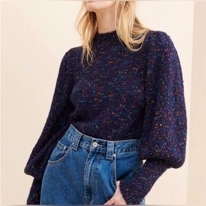 Cozy Anthropologie Blue Speckled Turtleneck Sweater